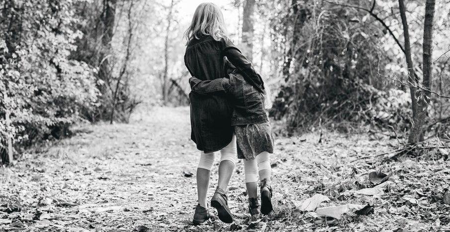 two girls in forest